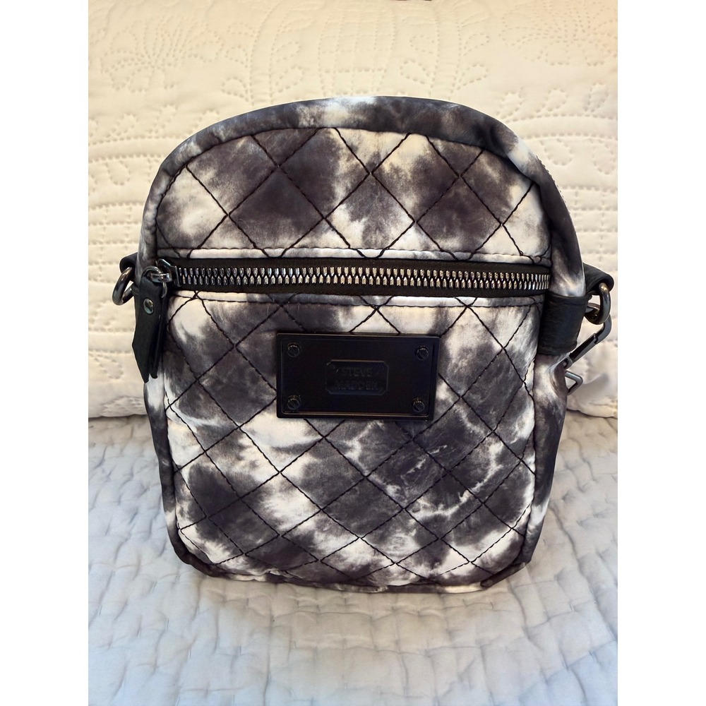 Steve Madden Black White Quilted Tie Dye Crossbody Bag‎ Mini Shoulder Purse